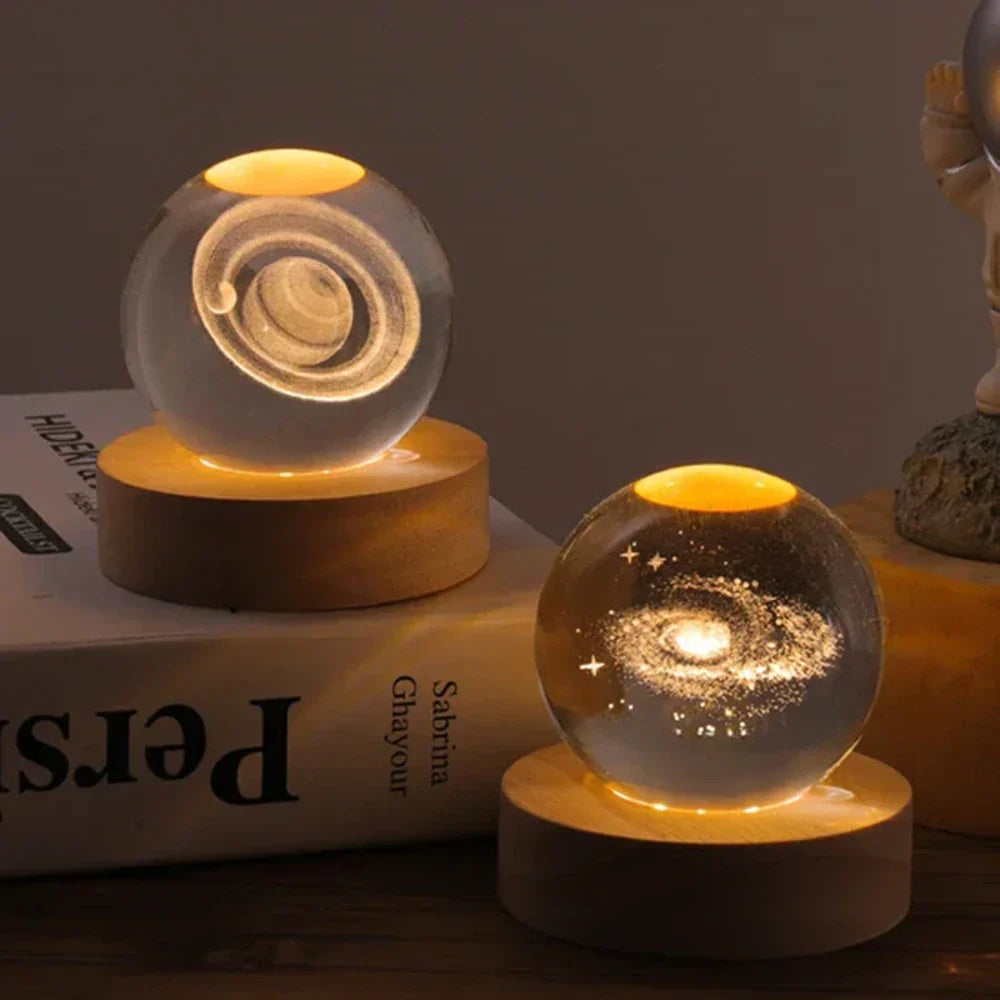 LED Night Light with 3D Crystal Sphere