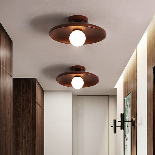 Nordic Wood Minimalist Round Ceiling Light for Hallway