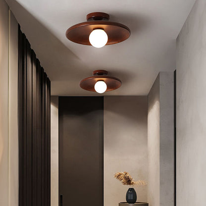 Nordic Wood Minimalist Round Ceiling Light for Hallway