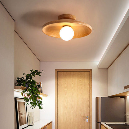 Nordic Wood Minimalist Round Ceiling Light for Hallway