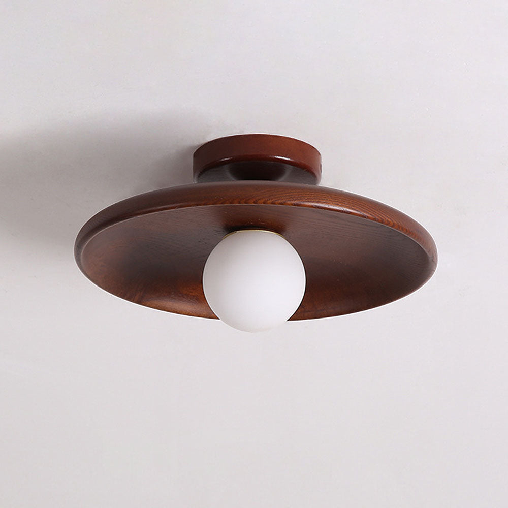 Nordic Wood Minimalist Round Ceiling Light for Hallway