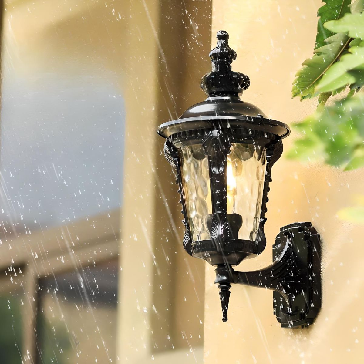 Outdoor Vintage Glass Wall Lantern Light