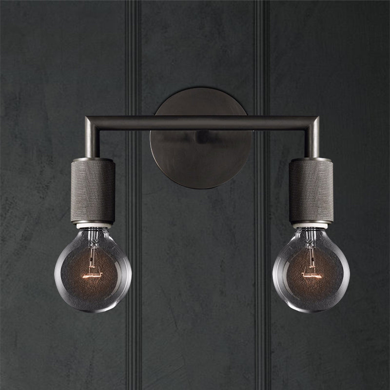 Wall Light Brass Metal Double Bulb Sconce
