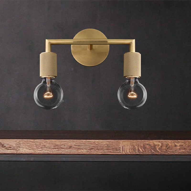 Wall Light Brass Metal Double Bulb Sconce