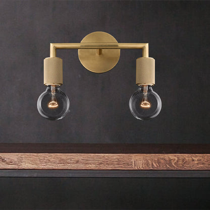 Wall Light Brass Metal Double Bulb Sconce