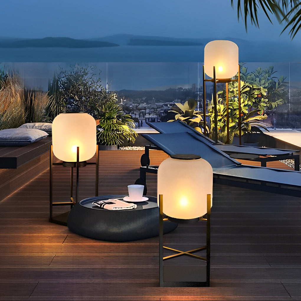 Outdoor Floor Lamp with Modern Acrylic Shade