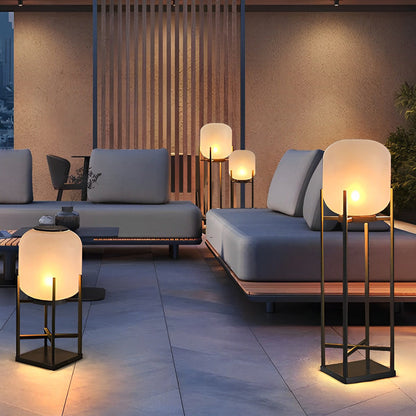 Outdoor Floor Lamp with Modern Acrylic Shade