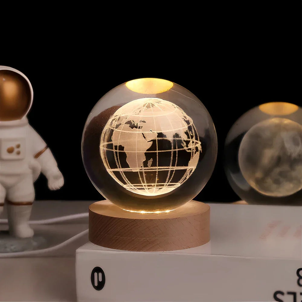 LED Night Light with 3D Crystal Sphere