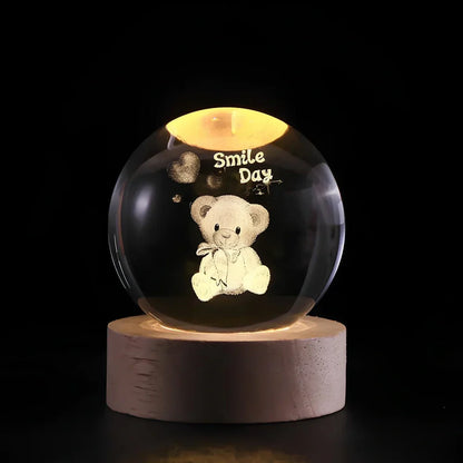 LED Night Light with 3D Crystal Sphere