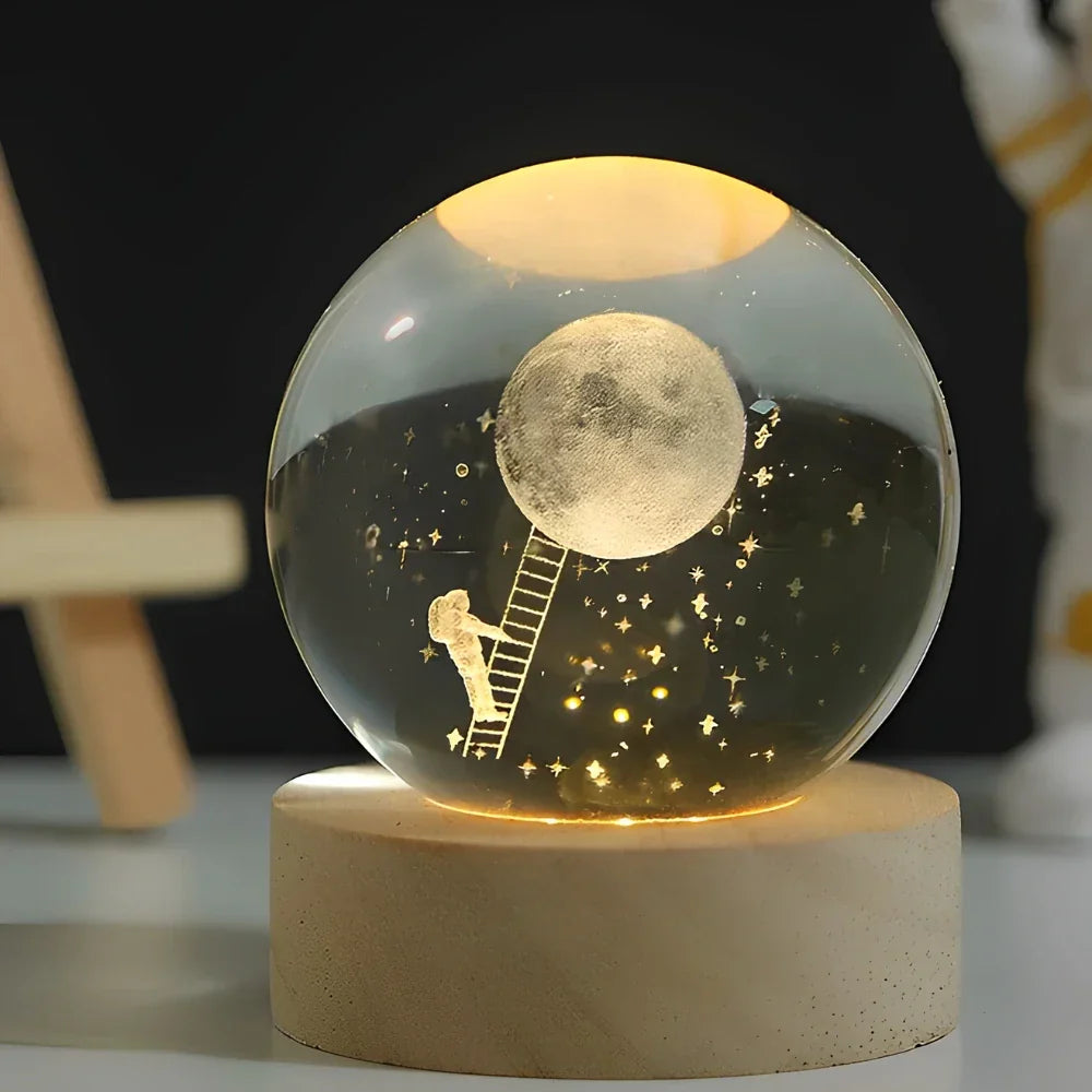 LED Night Light with 3D Crystal Sphere