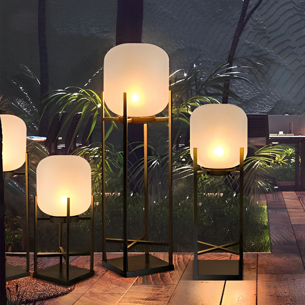 Outdoor Floor Lamp with Modern Acrylic Shade