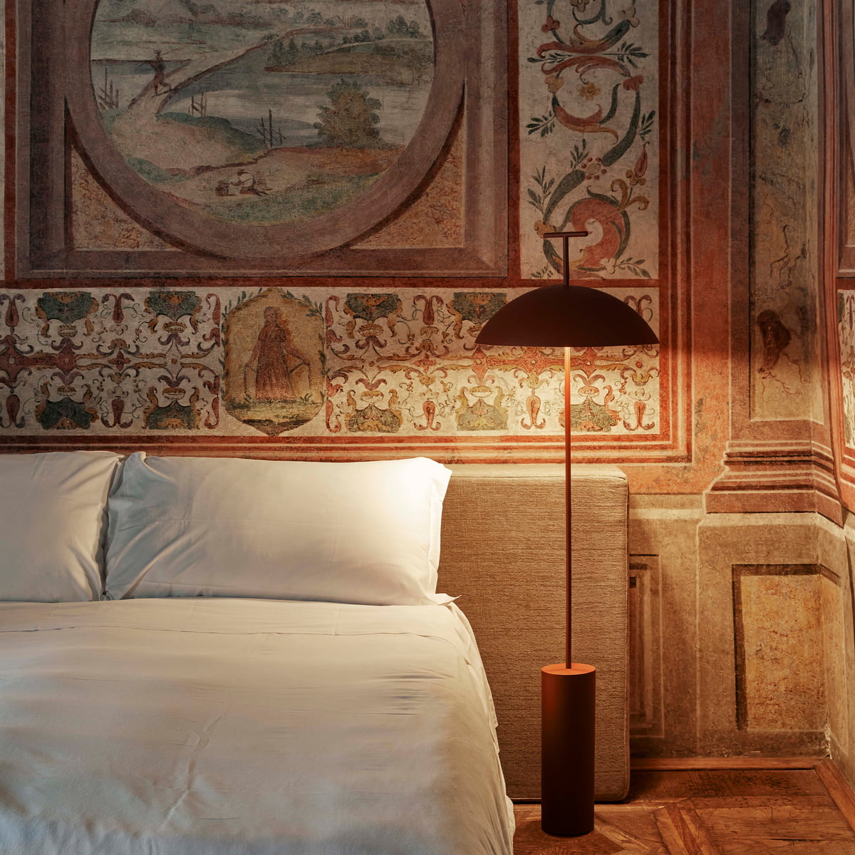 Modern Wood Floor Lamp with Fabric Shade