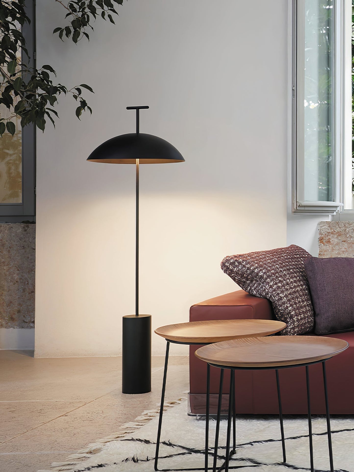 Modern Wood Floor Lamp with Fabric Shade