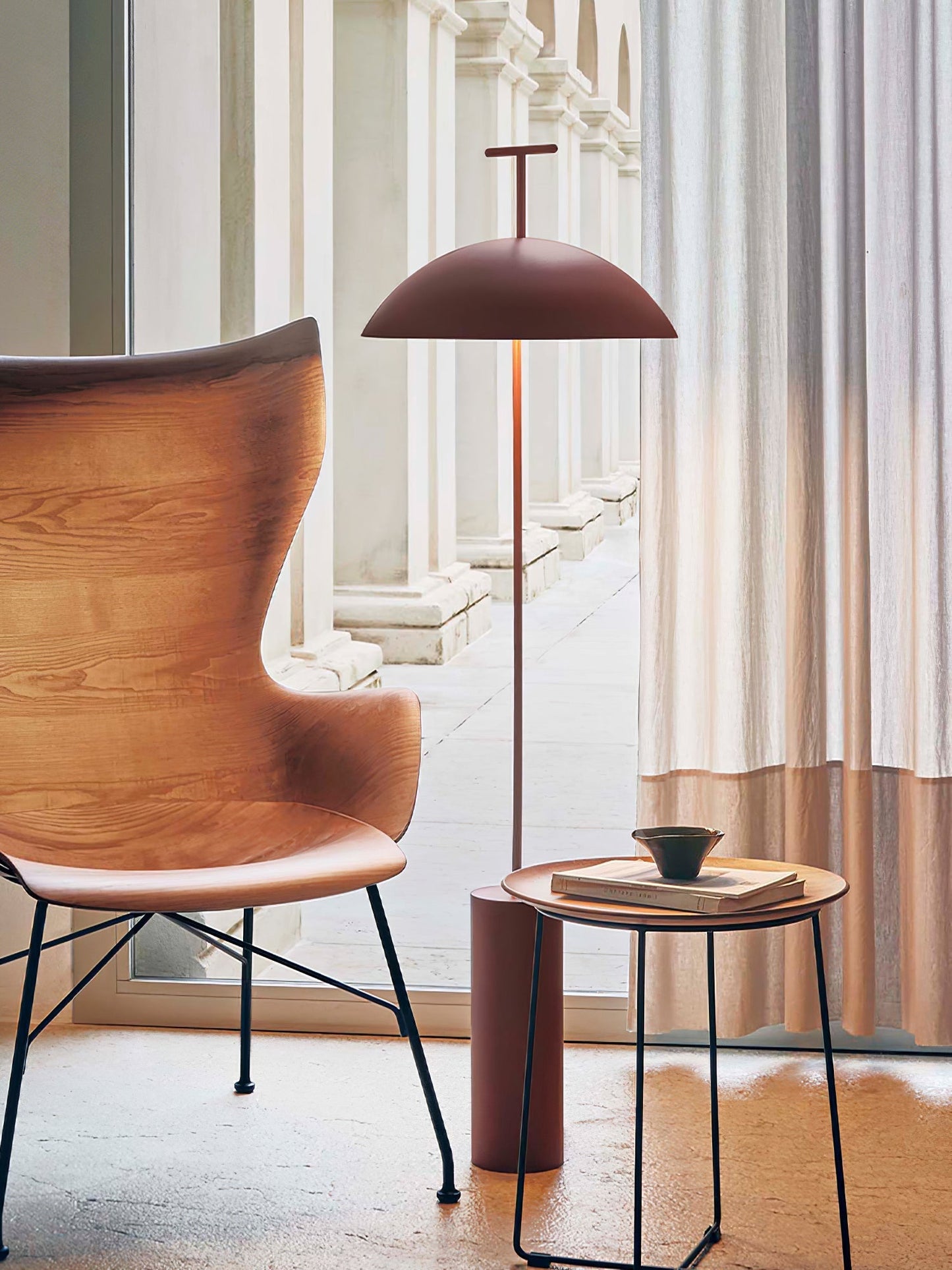 Modern Wood Floor Lamp with Fabric Shade