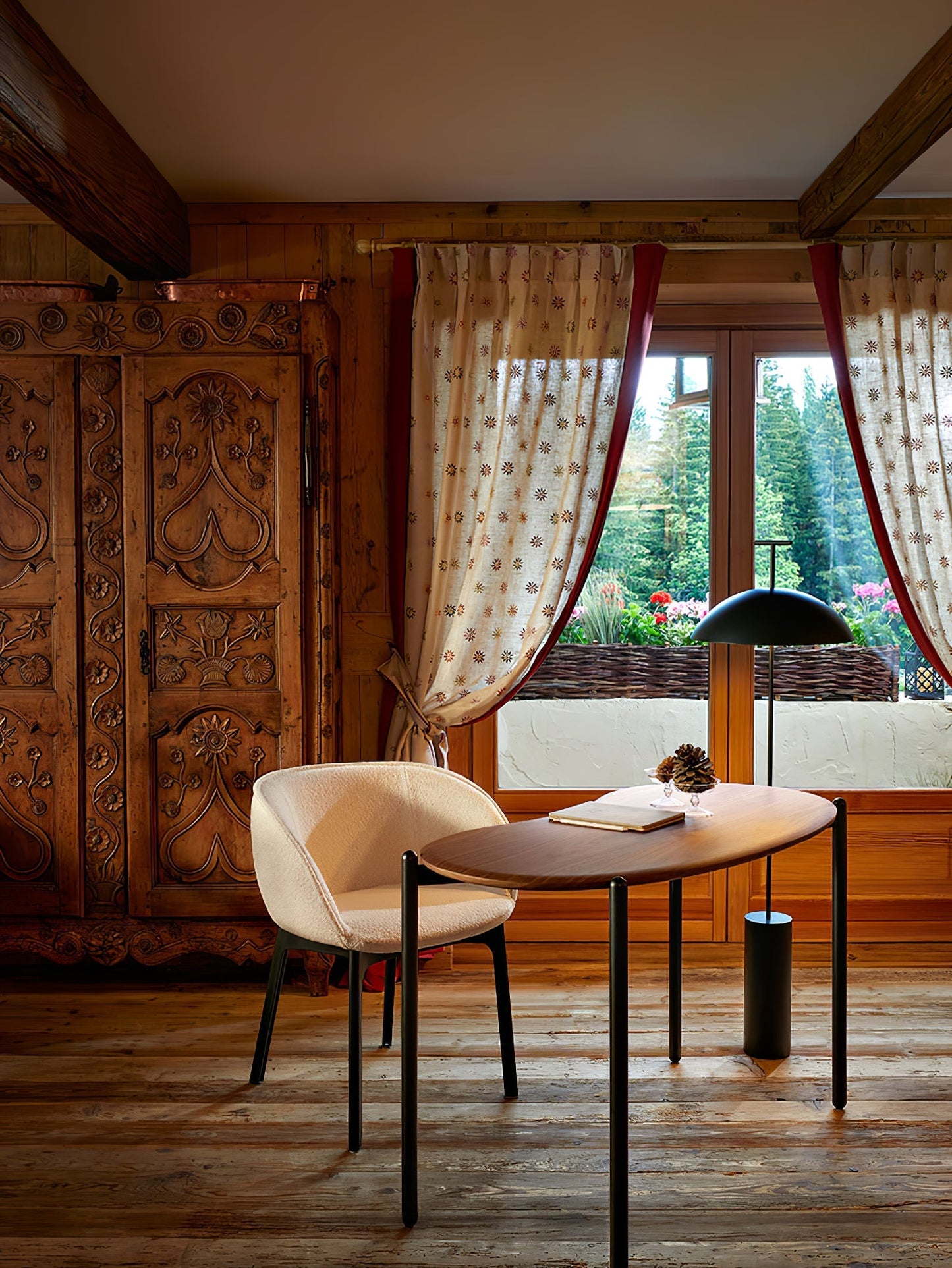 Modern Wood Floor Lamp with Fabric Shade