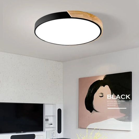 Ceiling light wood LED modern flush mount