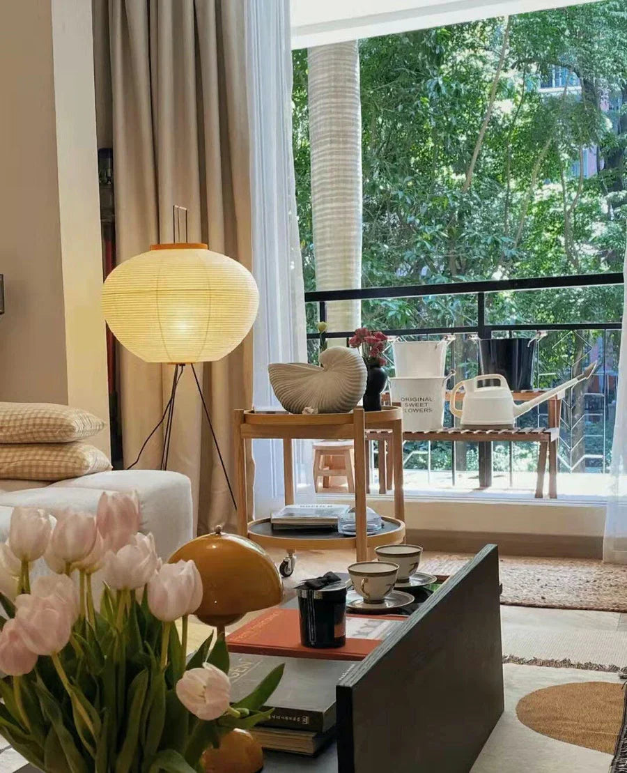 Floor Lamp with Minimalist Paper Shade