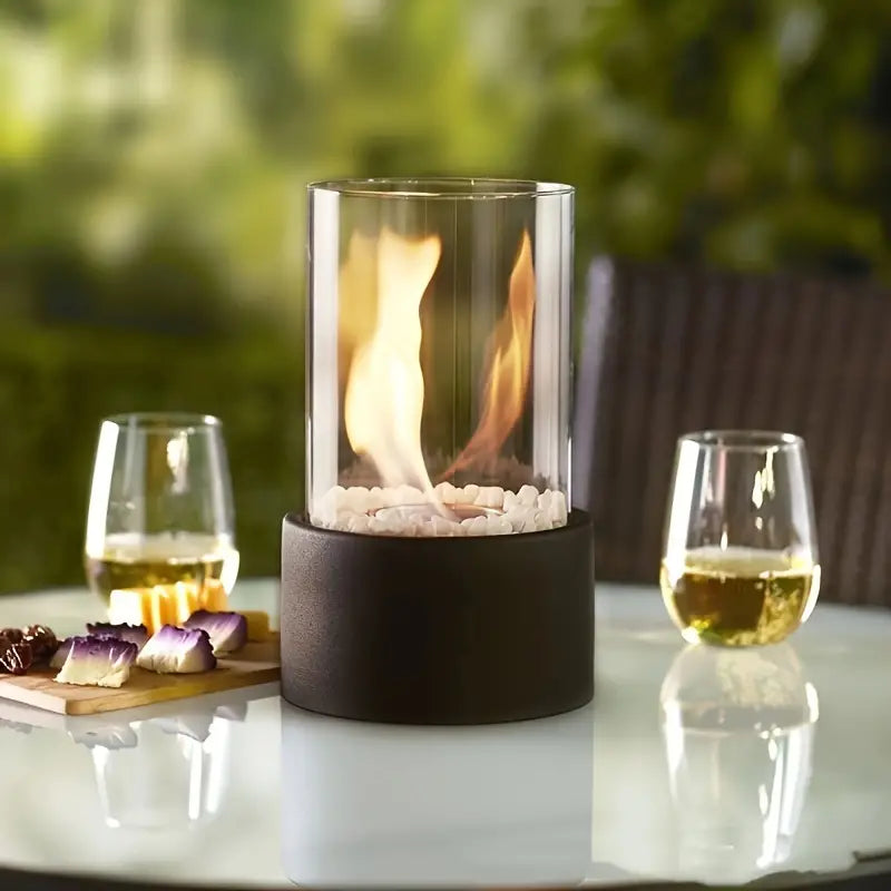 Fire Pit Tabletop Ethanol Burner with Glass