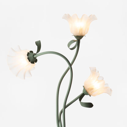 Floor Lamp with Floral Glass Shade Design