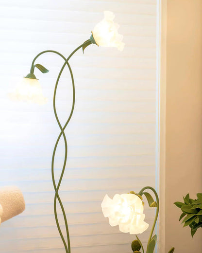 Floor Lamp with Floral Glass Shade Design