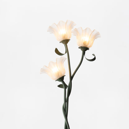 Floor Lamp with Floral Glass Shade Design