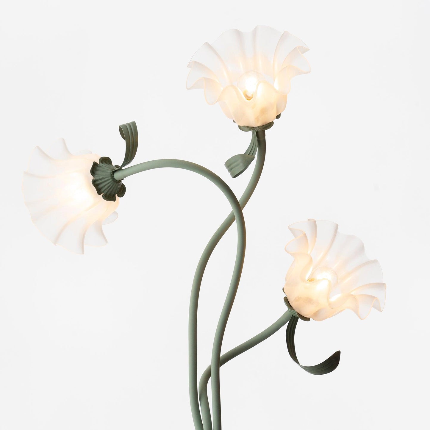 Floor Lamp with Floral Glass Shade Design