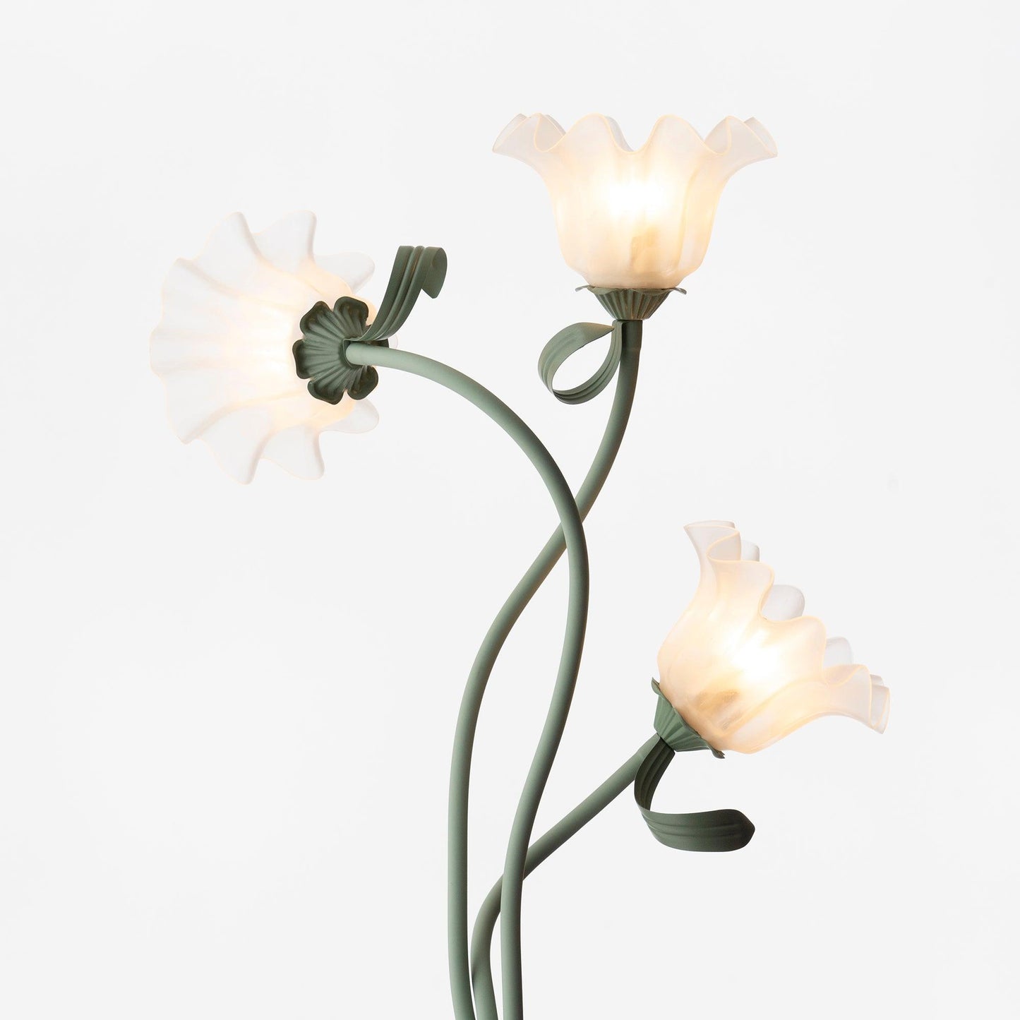 Floor Lamp with Floral Glass Shade Design