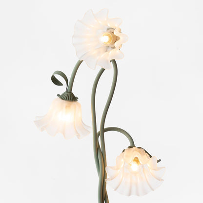Floor Lamp with Floral Glass Shade Design