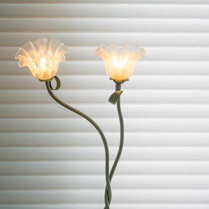Floor Lamp with Floral Glass Shade Design