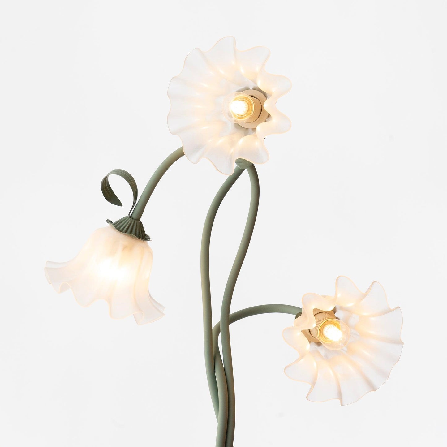 Floor Lamp with Floral Glass Shade Design