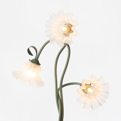 Floor Lamp with Floral Glass Shade Design